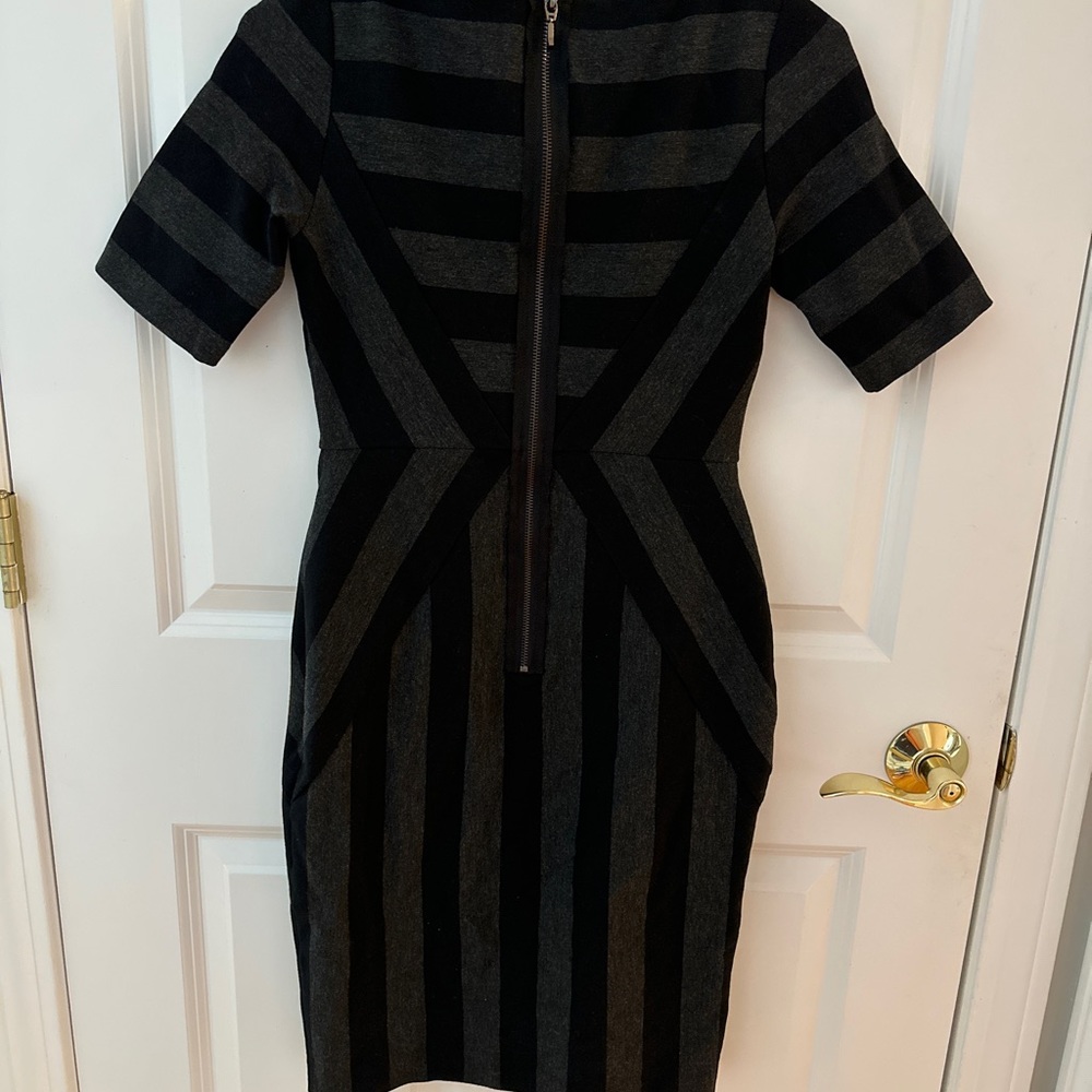 Maeve Black and Charcoal Striped Mini Dress - Picture 2 of 2